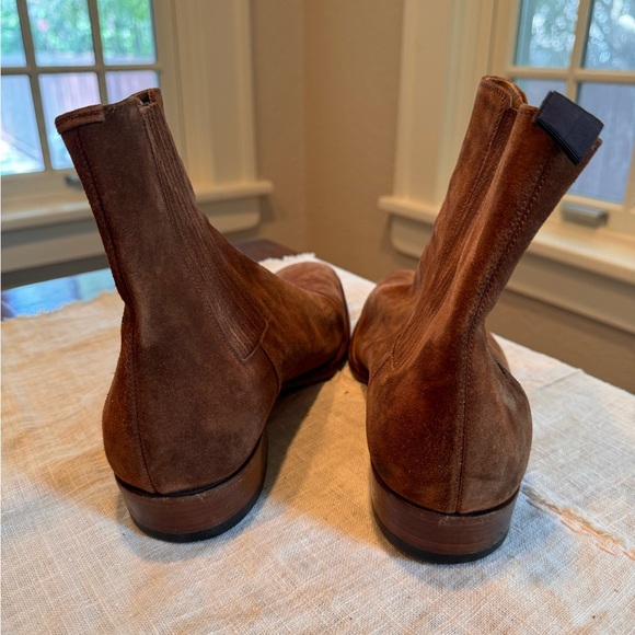 $1,215 Saint Laurent Wyatt Suede Chelsea Boots Brown leather black tan Oxford - Picture 8 of 11
